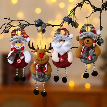 Рождественские украшения Старики Маленькая Подвеска Рождественская Елка Подвесные Украшения Санта Клаус Снеговик Лось Плюшевые куклы Украшения Подарки