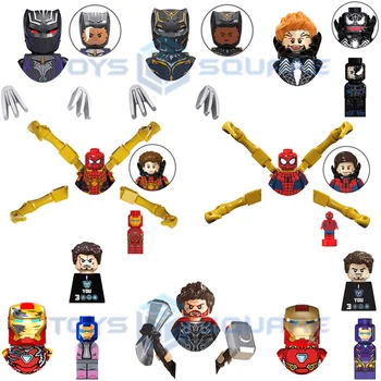 Железный паук, черный Человек-Тор, Пантера, модельные блоки, MOC, набор кирпичей, подарки, игрушки для детей TV6202