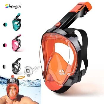 Складная маска для подводного плавания во все лицо с новой системой безопасного дыхания, панорамным обзором на 180 градусов, водонепроницаемая и противотуманная