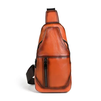 Винтажная нагрудная сумка из натуральной кожи для мужчин, большая вместительная сумка через плечо для активного отдыха