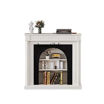Каминный шкаф в гостиной в стиле французского ретро, Стеллаж для хранения американских черно-белых сувениров