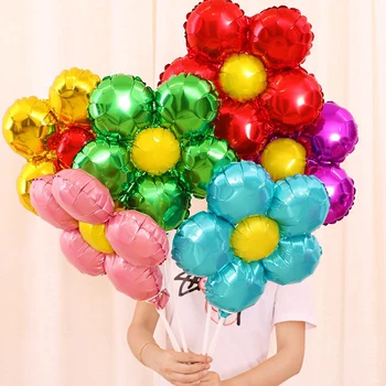 Воздушный шар из фольги, цветной пятилепестковый цветок, роза, воздушный шар из фольги?Любимая игрушка Для девочки Подарок На Свадьбу, День Рождения, Открытие магазина, Украшение Мяча
