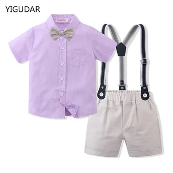 Комплект одежды для мальчика, летний костюм для джентльмена на день рождения, боди для новорожденных, одежда для новорожденных, штаны с поясом, комплект для малышей
