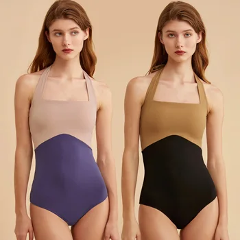 2023 Новый цельный купальник в стиле пэчворк, женский купальник-моноини с эффектом пуш-ап, купальники на бретелях с открытой спиной, сексуальная пляжная одежда на бретелях, купальный костюм