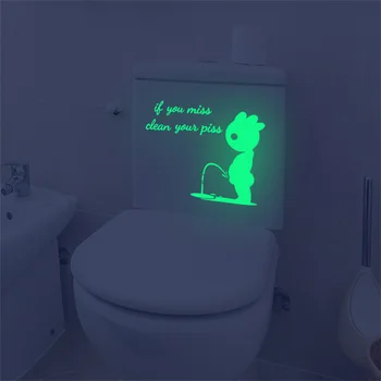 Креативный Мультяшный Светящийся в темноте Человек Английская Наклейка на Туалет Украшение Туалета Можно Удалить Наклейка на стену ПВХ Украшение дома