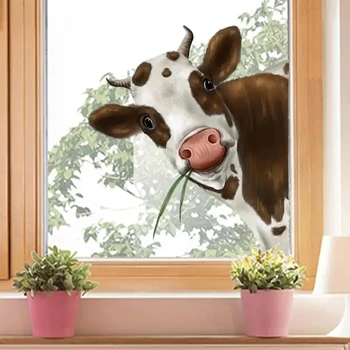 Наклейки из ПВХ с животными Корова Лошадь Наклейки на окна Заднее Лобовое стекло автомобиля Реквизит для вечеринки Декор Фермерского дома Украшение дома