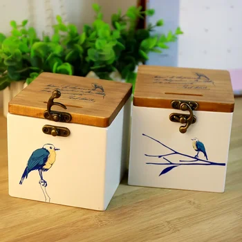 Деревянная безопасная копилка Bluebird, креативный ящик для хранения для взрослых, настольный диспенсер для евромонет, студенческие кошельки для монет, подарки