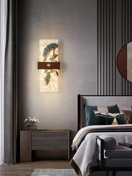 Новый настенный светильник в китайском стиле из массива дерева, креативная прикроватная лампа для спальни в китайском стиле, коридор в стиле дзен, фоновая стена для гостиной
