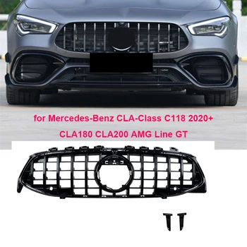 Автомобильная Средняя решетка гриль декоративная крышка защитная сетка для Mercedes-Benz CLA-Class C118 2020 + CLA180 CLA200 AMG Line GT решетка