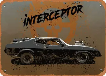 Металлическая Вывеска в Винтажном стиле - Перехватчик Mad Max Fury Road Cars Mad Max - Жестяная Вывеска 8 x 12