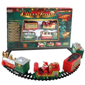 Игрушечный электрический Рождественский поезд со светом и звуком, набор железнодорожных путей, самодельные железнодорожные пути, Рождественский Подарок на Новый год