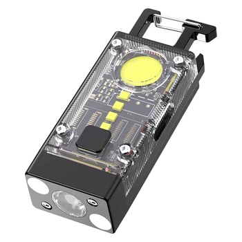 Светодиодный брелок для ключей COB, солнечный USB-аккумуляторный портативный водонепроницаемый фонарик Type-C для аварийного отключения электроэнергии