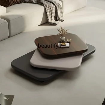 Итальянский минималистичный Вращающийся журнальный столик для гостиной, Домашний Прямоугольный шпон High Sense