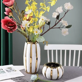 Платиновая ваза Современное Простое украшение для дома Цветочный Горшок Фаленопсис Раковина Nordic Gold Tracing Фабрика Ваз для цветочных композиций