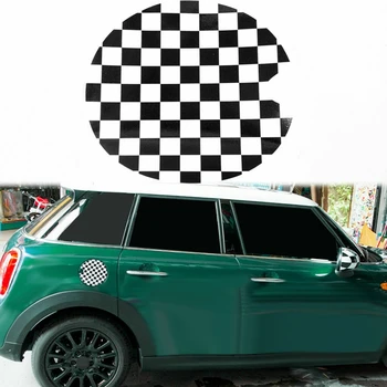 Защитная крышка топливного бака, Декоративная наклейка на крышку бензобака для Mini Cooper, черно-белый клетчатый гоночный узор