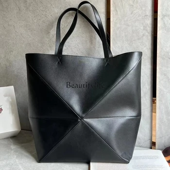 Высококачественная геометрическая сумка, складная сумка из кожи, переносная на одно плечо