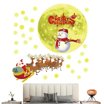 Светящиеся Рождественские наклейки Рождественские светящиеся наклейки на стену снеговик Санта Клаус лось фон стены украшение детской комнаты