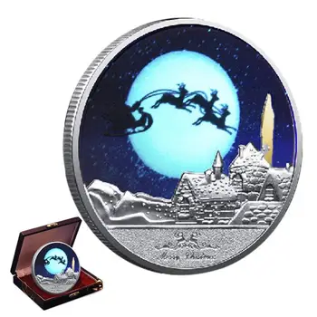 С Рождеством Памятная Монета Серебряные Сувениры Санта-Клаус Монеты с Пожеланиями Для украшения комнаты Декор Детские Подарки