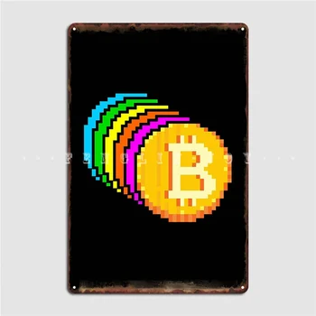 Металлическая вывеска Rainbow Bitcoin, настенная роспись кинотеатра Garage, создание декоративных жестяных вывесок, плакаты
