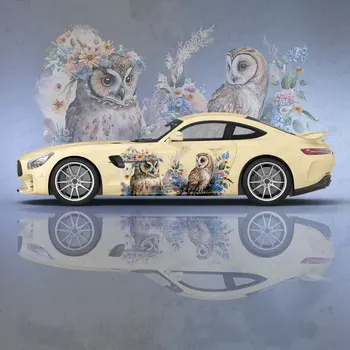 Наклейки на кузов автомобиля с забавными животными, совой и цветами, Виниловая наклейка Itasha в японском стиле, наклейка на бок автомобиля, наклейка на кузов автомобиля