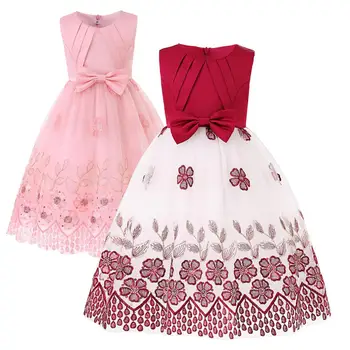 Платье принцессы для девочек 2-10 лет с вышивкой Бальное платье для девочек Свадебная вечеринка Тюлевые платья Детская официальная одежда