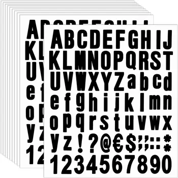 770 Штук 10 листов самоклеящихся виниловых букв и цифр, набор наклеек с алфавитными номерами для почтового ящика (черный 1 дюйм)