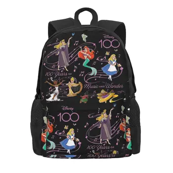 Женский рюкзак Disney 100 Years Of Music, школьная сумка Mochila, песни чудо-принцессы, ноутбук Mochila, Детский рюкзак большой емкости