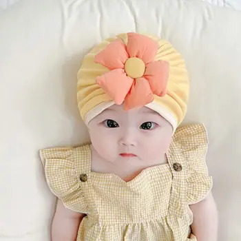 Реквизит для фотосъемки Мягкий весенний аксессуар с объемным цветком для младенцев, шапочка-бини, головной убор, Тюрбан, детская шапочка для девочки, капор