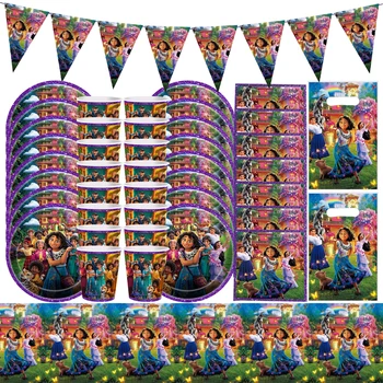 Украшение вечеринки Encanto Набор воздушных шаров Одноразовая посуда Декор для душа ребенка Подарок на день рождения Шарм для девочки Косплей Вечеринка по случаю дня рождения