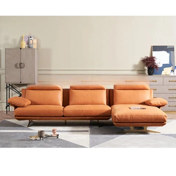 Кожаный диван/роскошный кожаный диван в минималистичном стиле для гостиной