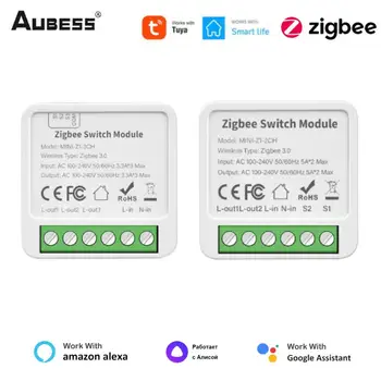 AUBESS Tuya Zigbee 3.0 Mini Smart Switch 1/2/3/4 Gang Поддерживает двустороннее управление с помощью Smart Life Alexa Google Home Яндекс Алиса