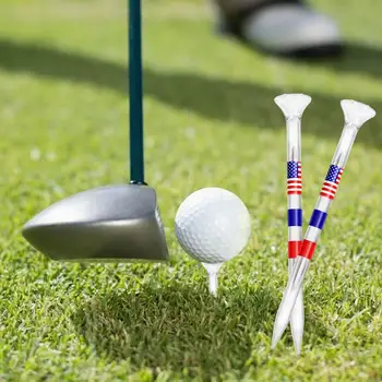20шт, Футболки для гольфа с граффити, Небьющийся пластик, 83 мм, Принт американского национального флага, Прозрачные Аксессуары для гольфа многоразового использования