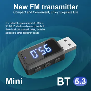 FM02 Автомобильное зарядное устройство Bluetooth 5.3 FM-передатчик Автомобильный Bluetooth-приемник Автоматический Bluetooth FM-передатчик USB-зарядное устройство Автомобильные Аксессуары