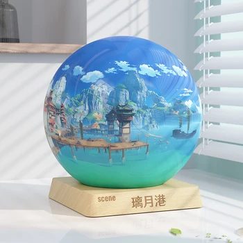 Горячий Genshin Impact Liyue Port Panorama Ball VR Ball Живописный Шар Коллекция Отражающих Шаров Декор Стола Настольные Украшения Вентиляторы Подарки