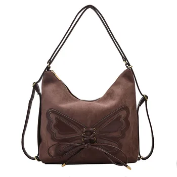 Женская сумка с рисунком бабочки, роскошный бренд, дизайнерские рюкзаки из искусственного меха в стиле ретро для студентов, сумка через плечо большой емкости.