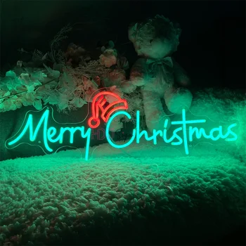 Веселого Рождества Неоновая Светодиодная вывеска Детская Спальня Вечеринка Бар Декор стен Новогодние Рождественские Ночные огни USB Вывески Рождественское украшение