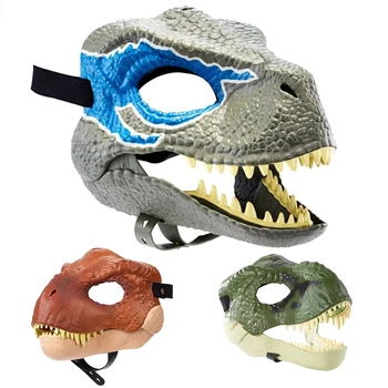 Маска с челюстью дракона и динозавра, открытый рот, Латексный головной убор Динозавра Ужасов, Маска Динозавра, реквизит для косплея на Хэллоуин, Испуганная маска
