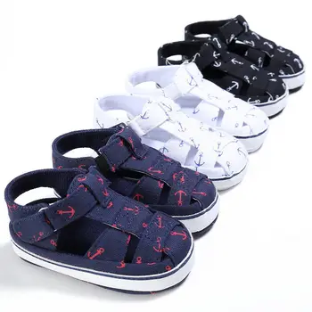Модные детские сандалии на мягкой подошве для девочек и мальчиков, повседневная нескользящая обувь для новорожденных 0-18 м