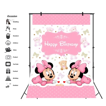 Фон для 1-го дня рождения малышки Минни Маус Имя Персонализированного Плюшевого мишки Декор для вечеринки в честь дня рождения девочки