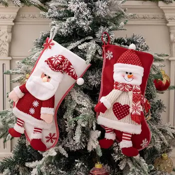 2024 Новогодний Рождественский мешочек для чулок, Рождественский подарок, мешочек для конфет, Рождественский декор для дома, Navidad, Рождественская елка, Декор для камина