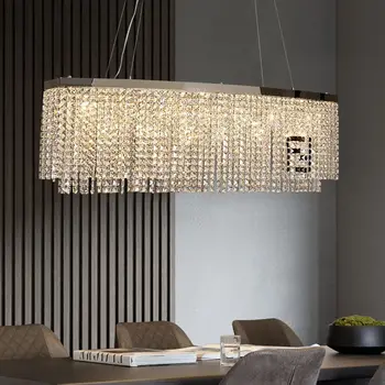 НОВЫЕ современные хрустальные светодиодные люстры, освещающие Роскошную Прямоугольную подвесную лампу K9 Hanging F, Индивидуальную столовую Дизайнерскую подвеску