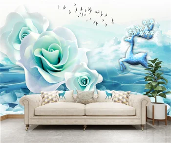 Юго-Восточная Азия Мечта Красивая Простая 3D фреска с рельефом в виде Лося и розы, фотообои для украшения дома в отеле