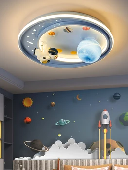 Детская комната Мультфильм Астронавт Планета Астрос потолочный светильник Спальня всасывающий верхний потолочный светильник