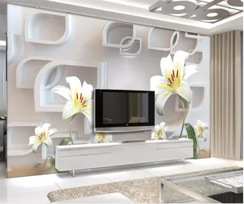 обои на заказ beibehang 3d современный простой трехмерный рельеф лилия гостиная Фон для телевизора обои Papel de parede