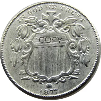 Декоративная монета в виде пятицентовой копии с никелем 1877 года выпуска США