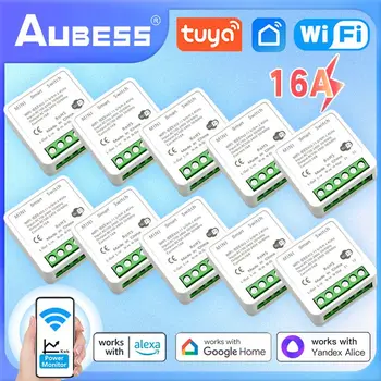 AUBESS Mini 16A Tuya WiFi DIY Smart Switch Монитор питания приложение Smart Life Alexa Google Home