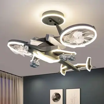 Светильник-вентилятор для самолета, светильник для спальни в детской комнате, креативная модель самолета интернет-знаменитости для мальчика, электрический светильник-вентилятор, светильник для мальчика r