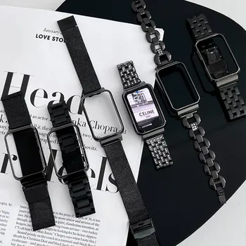 Металлический ремешок для часов Xiaomi Mi Band 7 Pro, модный черный классный роскошный браслет из нержавеющей стали, сменный браслет Correa