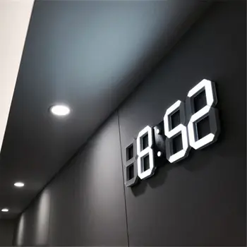 3D СВЕТОДИОДНЫЕ цифровые Часы настенные деко, Светящийся Ночной Режим, Регулируемые Электронные Настольные Часы, Настенные Часы, украшение гостиной Светодиодные часы