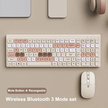 105 Клавиш Беспроводная клавиатура и мышь Мультимедийная клавиатура Bluetooth 2.4 G Перезаряжаемая игровая мышь комбинированный комплект для ПК Домашний офис